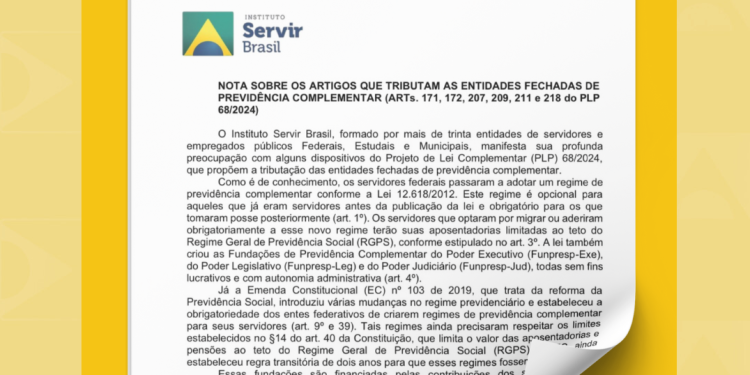 NOTA DA SERVIR BRASIL SOBRE O PLP 68/2024